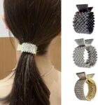 GEEWHILE Hair Claw Clips, Retro Diamante Claw Clips, 3 Pcs Rhinestone Hair Accessories for Women, Stable & Sparkling Vintage Hair Barrette Clip for Thick Hair, Daily, Party, Wedding