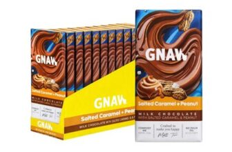 GNAW Salted Caramel Peanut Milk Chocolate Bars 15 X 80g
