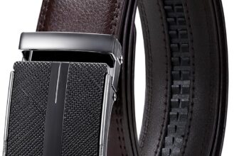 GSG SINCE 1998 Mens Ratchet Leather Dress Belt – 35mm Wide Adjustable Automatic Buckle for Dress, Jeans, Suits & Every Occasion M23043-48