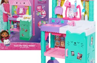 Gabbys Dollhouse, Cakey Kitchen Set for Kids with Play Kitchen Accessories, Play Food, Sounds, Music and Kids Toys for Girls and Boys Aged 3 and up