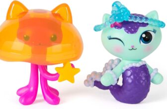 Gabbys Dollhouse: The Movie, MerCat and Kitty Jellyfish, Toy Figures with 2 Accessories, Kids Toys for Girls and Boys Ages 3 and Up