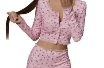 Gatamiau Women Lace Pyjama 2-Piece Set Pink