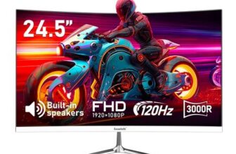 Gawfolk 24-Inch Curved Gaming Monitor, 120Hz, 1080p, HDMI/VGA, Built-in Speakers