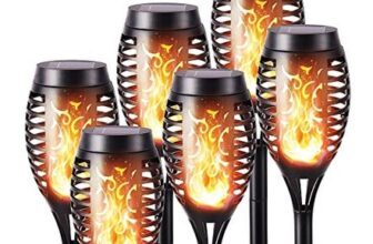 Geemoo 6-Pack Solar Flickering Flame Torch Lights, Warm White
