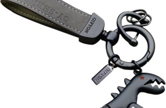 Genuine Leather Car Keychain for Men and Women, Car Accessories Family Present with 3 Keyrings 1 Screwdriver and Cartoon Pendant for Car, SUV, Auto(blackblackbuckle)