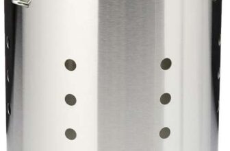 George Foreman Quick-Fire Large Chimney BBQ Starter, 19cm Diameter, Portable Barbecue, Coal Burner, Stainless Steel with Two Safety Handles