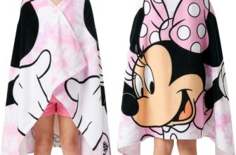 Get Trend Disney Minnie Mouse Bath Towel with Hood for Kids Absorbent Changing Robe Poncho Towel for Swim Bath Shower Beach Holiday Essentials (White/Pink Minnie Mouse, 3-7 Years)