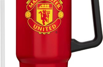 Get Trend Manchester United Insulated Tumbler 850ml, Stainless Steel Water Bottle with Straw & Handle, Cold for 12H Hot for 8H, Leakproof Travel Coffee Mug Drinks Bottle, Football Gifts (Red Man U)