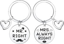 Ghloyza 2Pcs Couple Keyrings for Women Men Valentines Day Gifts for Him Her Mr. Right and Mrs. Always Right Keyring Wedding Anniversary Birthday Gift for Boyfriend Girlfriend Husband Wife