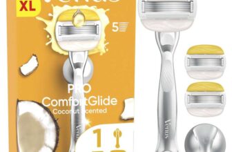 Gillette Venus Pro ComfortGlide Coconut Scented Womens Razor with Olay Moisturiser, 1 Refill Razor Cartridge, Reusable Metal Handle