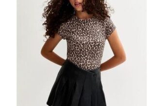 Girls Black Faux Leather Asymmetric Pleated School Skort