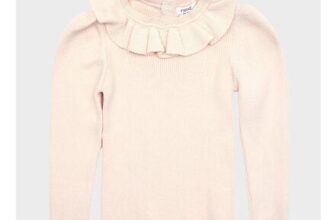 Girls Cream Frill-Neck Jumper