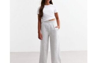 Girls Grey Wide Leg Joggers