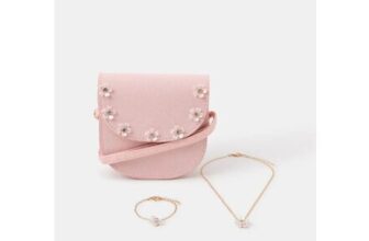 Girls Jewel Flower Bag & Jewellery Set