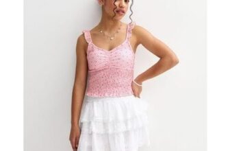 Girls Pink Floral Print Shirred Cami Top