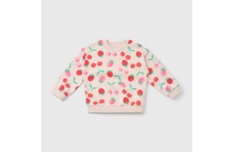 Girls Pink Strawberry Cherry Sweatshirt (1-7yrs)