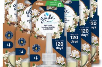 Glade Plug in Air Freshener Refill, Electric Scented Oil Room Air Freshener, Sandalwood & Jasmine, Pack of 6 (6 x 20ml)