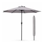 GlamHaus 2.7m Garden Parasol with Crank, UV40, Cover