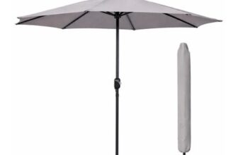 GlamHaus 2.7m Garden Parasol with Crank, UV40, Cover