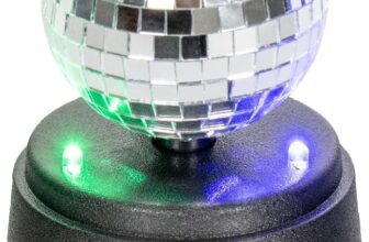 Global Gizmos 45839 Mini Disco Ball/Light-Up Mirror Ball/Efficient LED Lights / 3-Inch Diameter/Perfect for Tabletops, Kids Parties & More, Silver