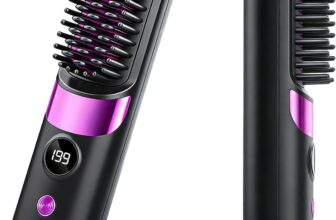 Go Brush Pro UK Cordless Hair Straightener Brush – Rechargeable, Portable Hair Styling Brush with 4 Adjustable Heat Modes, LED Display, Ceramic Technology for Travel & Daily Use (Black)