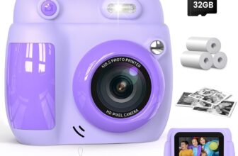 Gofunly Kids Camera Instant Print, 1080P 2.4 Digital Camera for Kids with 32GB Card & 3 Rolls Print Paper, Birthday Gifts Toys for Boys Girls Ages 3-12,Purple
