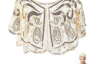 Gold Sequin Shawl Wrap 1920s Flapper Cape