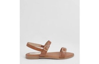 Good for the Sole: Fabia Faux Leather Buckle Detail Comfort Sock Flat Sandals
