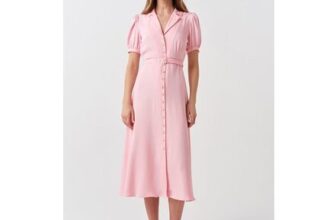 Gracie Corduroy v Neck Tiered Midi Dress