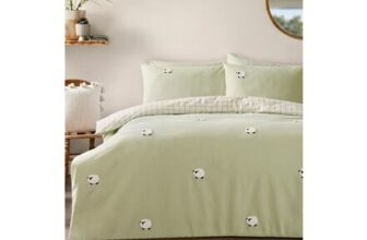 Green Boucle Sheep Single Duvet Set