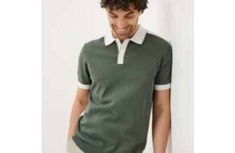 Green Colour Block Knitted Polo Shirt