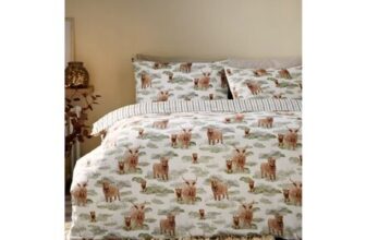 Green Highland Cow Duvet Set