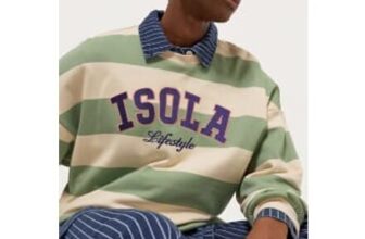 Green Isola Lifestyle Slogan Striped Sweatshirt