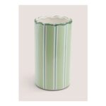 Green Stripe Scalloped Vase