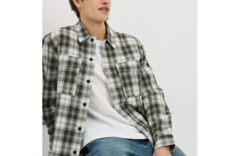 Green Textured Check Shacket