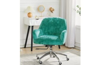 Green Velvet Upholstered Wheeled Swivel Office Chair