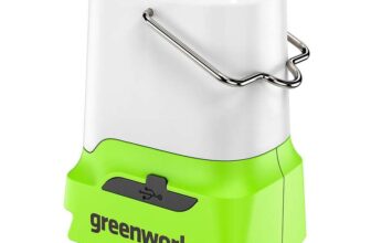 Greenworks G24LA500 Lantern and Camping Light with Hanging Hook,, 3 Brightness Settings, USB & Type C Outlets WITHOUT 24V Battery & Charger