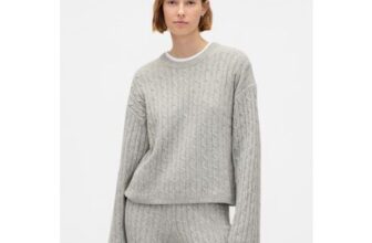 Grey CashSoft Oversized Cable-Knit Crew Neck Jumper