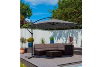 Grey Neo 3M Outdoor Freestanding Parasol with LED Lights