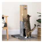 Grey PAWHUT Cat Scratching Post Climber with Carpet Base