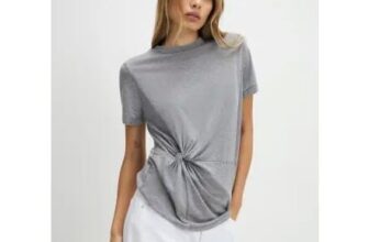 Grey Short Sleeve Burnout Twist Front T-Shirt