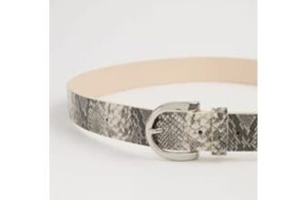 Grey Snake PU Buckle Front Belt