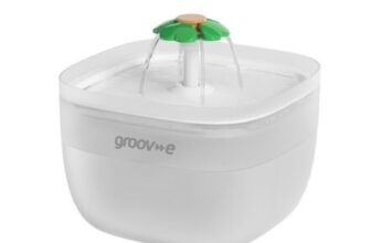 Groov-E Pet-Tech Water Fountain: 2L, Quiet Flow, 4-Layer Filtration, USB-Powered