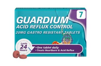 Guardium Esomeprazole Tablets, 7 Gastro Resistant Pills for Acid Reflux, Indigestion, Heartburn, GERD, GORD, 24-Hour Antacid Protection