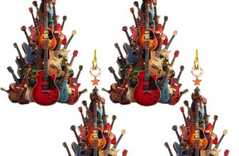 Guitar Christmas Tree Ornament, 4 Pack Musical Christmas Ornaments, Christmas Tree Decoration for Holiday Music Lovers, 8 cm Size