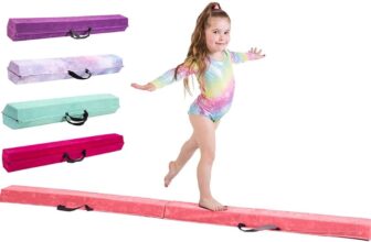 Gymnastics Beam For Kids – Amazing Balance Equipment For Children at Home -210/240/270cm – Faux Suede, High Density EVA Foam – Flash Cards, Carry Straps, Carry Case and Multiple Colours