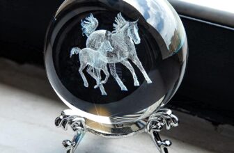 HDCRYSTALGIFTS 3D Laser Horse Crystal 60mm Ball Crystal Paperweight Figurine Home Art Decor Crafts