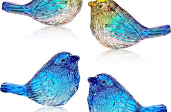 HDCRYSTALGIFTS Set 4 Crystal Bird Figurines Collectible – 3 Art Glass Animals Sculptures Gift for Bird Lovers Women Birthday Anniversary Christmas Tree