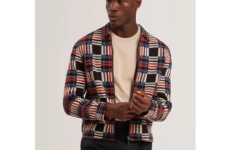 HENREIN Pure Cotton Patchwork Knit Zip Jacket