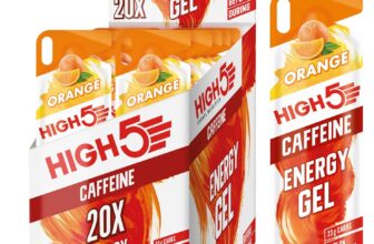 HIGH5 Caffeine Gels Running – Glucose Shots for Instant Energy and Running Fuel – Natural Fruit Juice Energy Shots – Sports Gel for Running, Cycling, Ultra Marathon, Ironman (Orange, 20 x 40g)